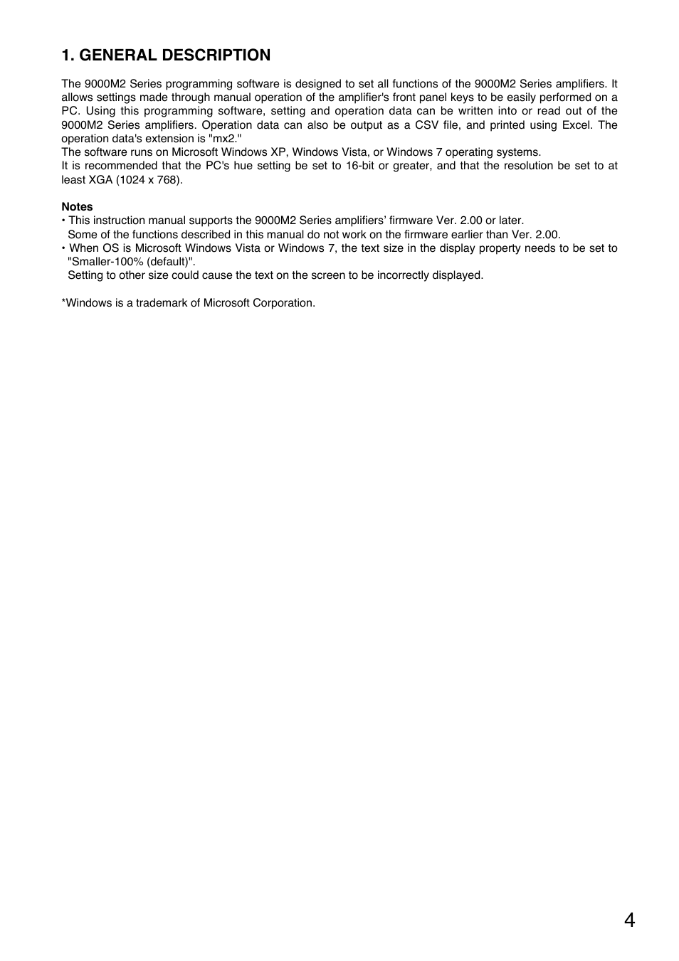 General description | Toa M-9000M2 CE-AU User Manual | Page 4 / 65