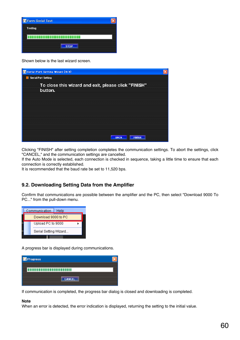 Downloading setting data from the amplifier | Toa M-9000M2 CE-AU User Manual | Page 60 / 65