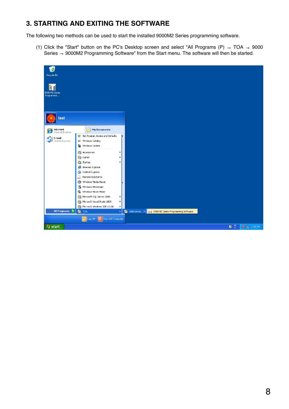 Starting and exiting the software | Toa M-9000M2 CE-AU User Manual | Page 8 / 65
