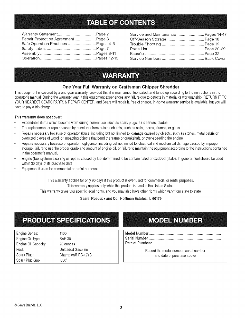 Craftsman 247.776370 User Manual | Page 2 / 52