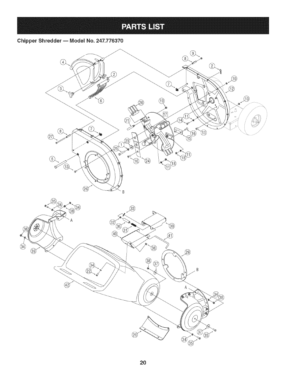 Parts list | Craftsman 247.776370 User Manual | Page 20 / 52