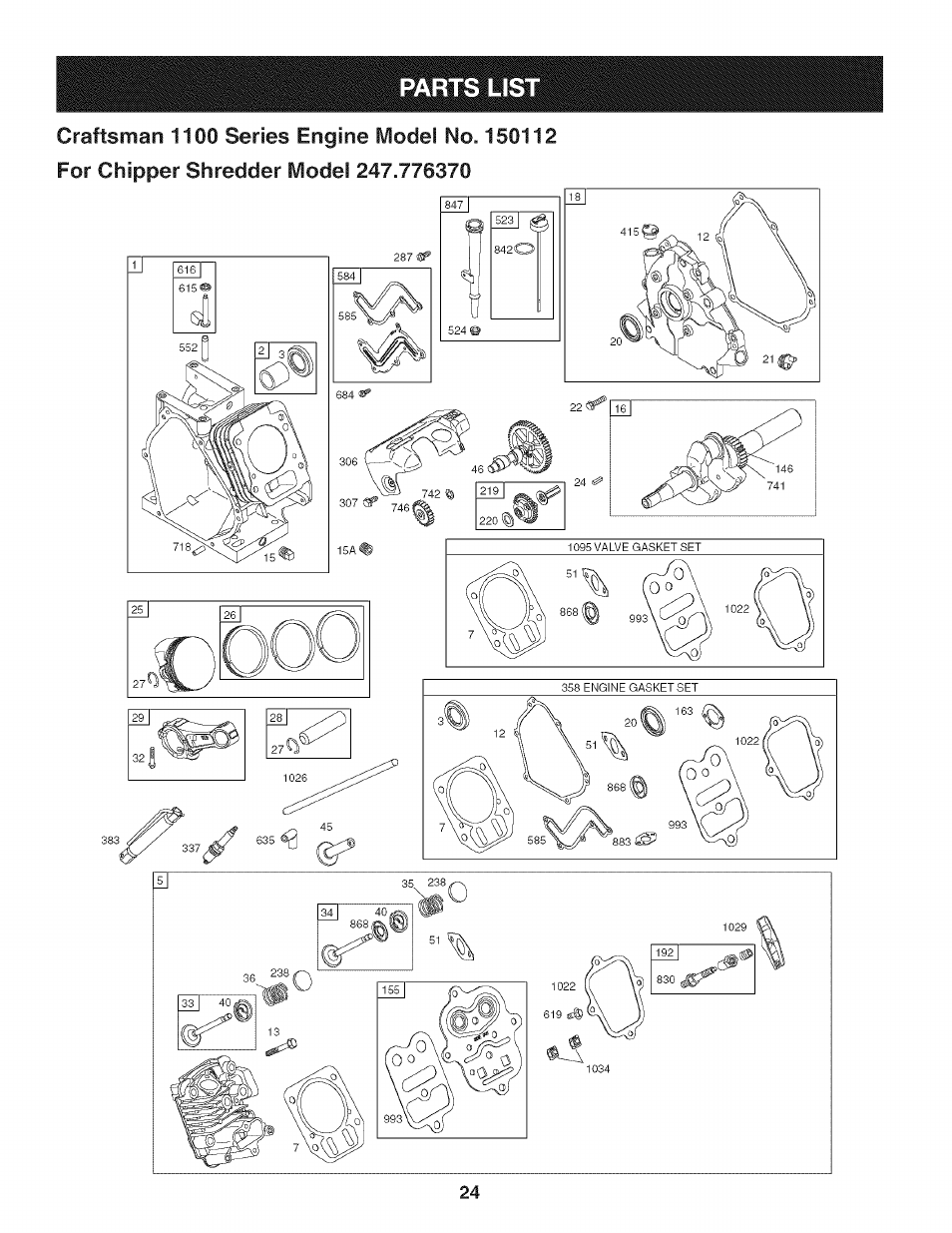 Parts list | Craftsman 247.776370 User Manual | Page 24 / 52