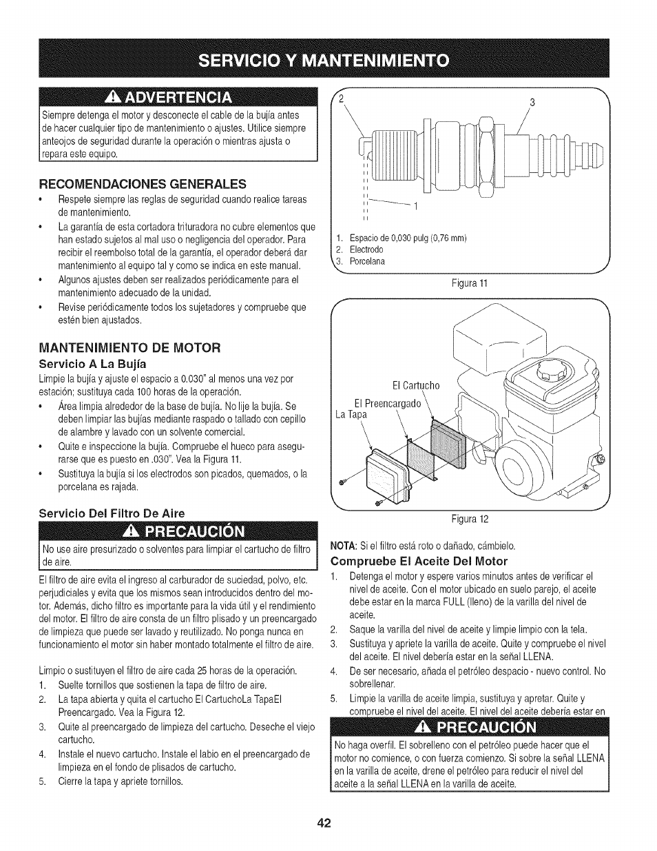 Ál,aí)vebiencia, A precaución | Craftsman 247.776370 User Manual | Page 42 / 52