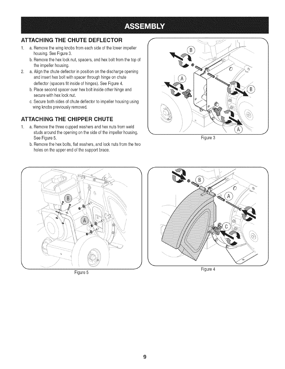 Attaching the chute deflector, Assembly | Craftsman 247.776370 User Manual | Page 9 / 52