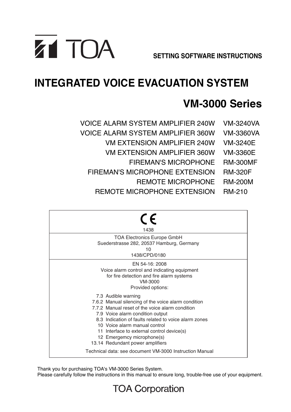 Toa VM-3000 Series User Manual | 90 pages