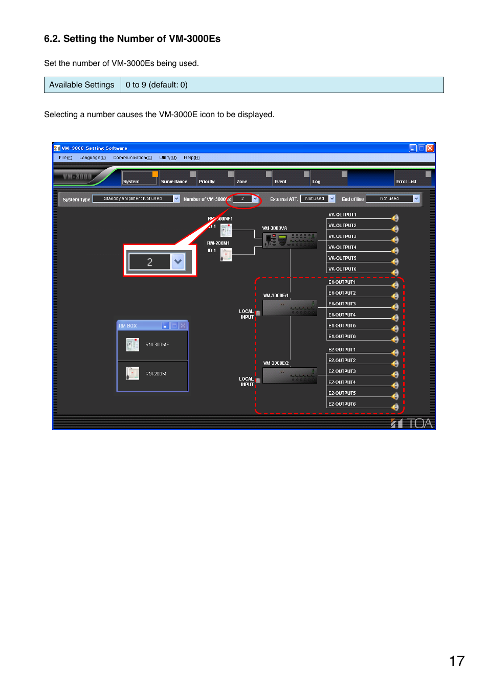 Setting the number of vm-3000es, P. 17) | Toa VM-3000 Series User Manual | Page 17 / 90