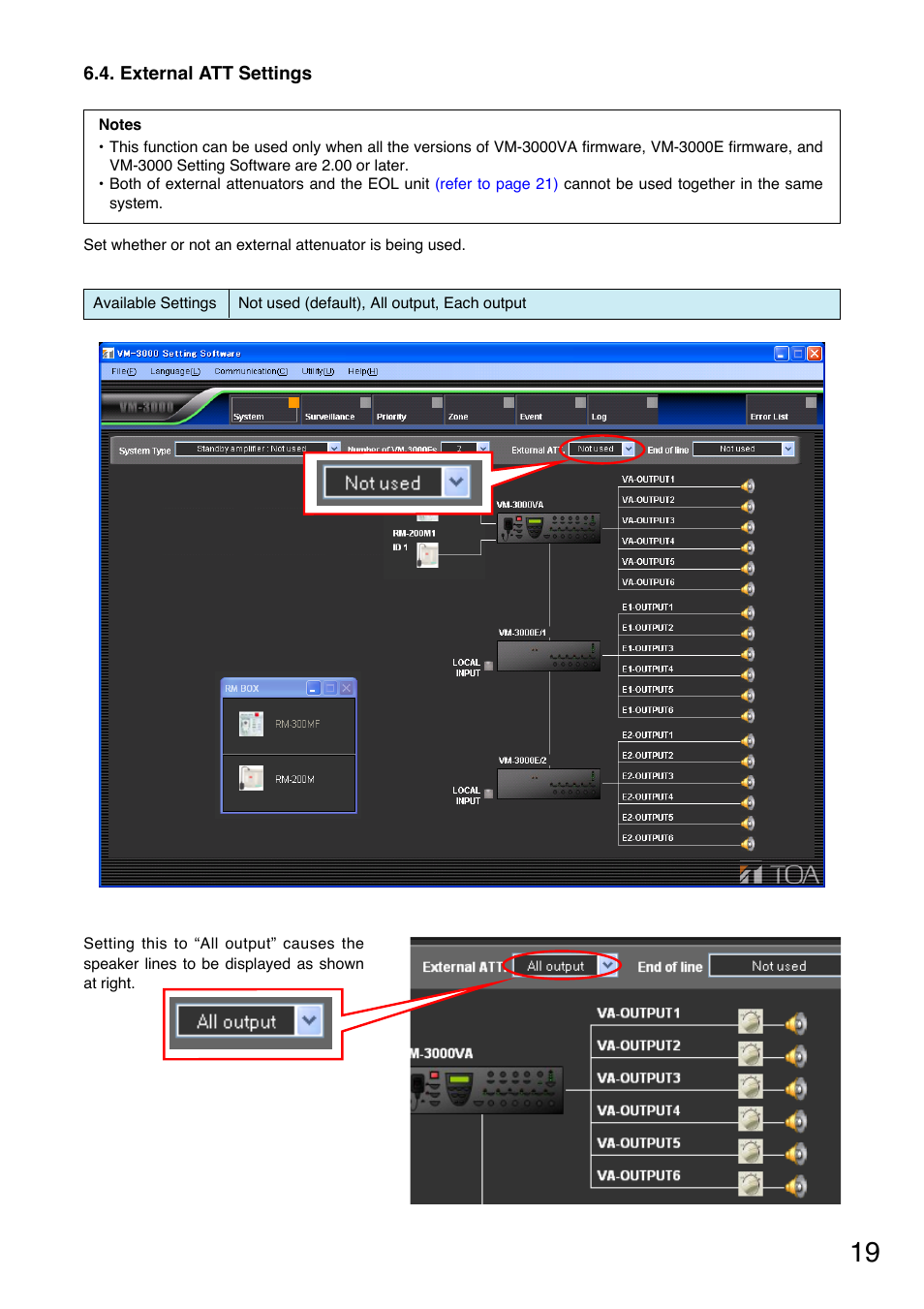 External att settings, P. 19) | Toa VM-3000 Series User Manual | Page 19 / 90