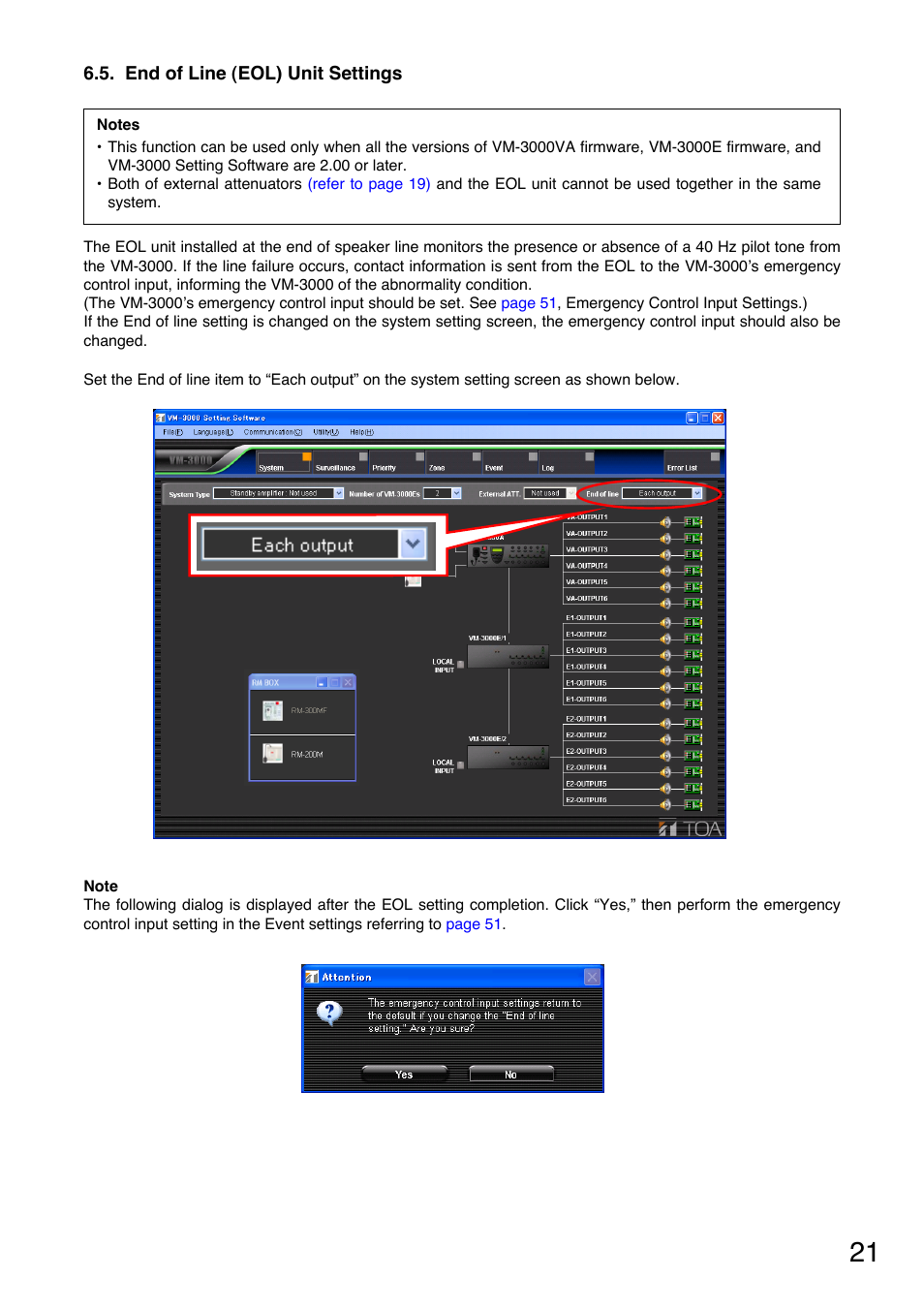 End of line (eol) unit settings, P. 21) | Toa VM-3000 Series User Manual | Page 21 / 90