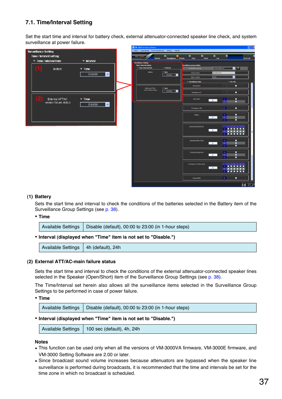 Time/interval setting, P. 37) | Toa VM-3000 Series User Manual | Page 37 / 90