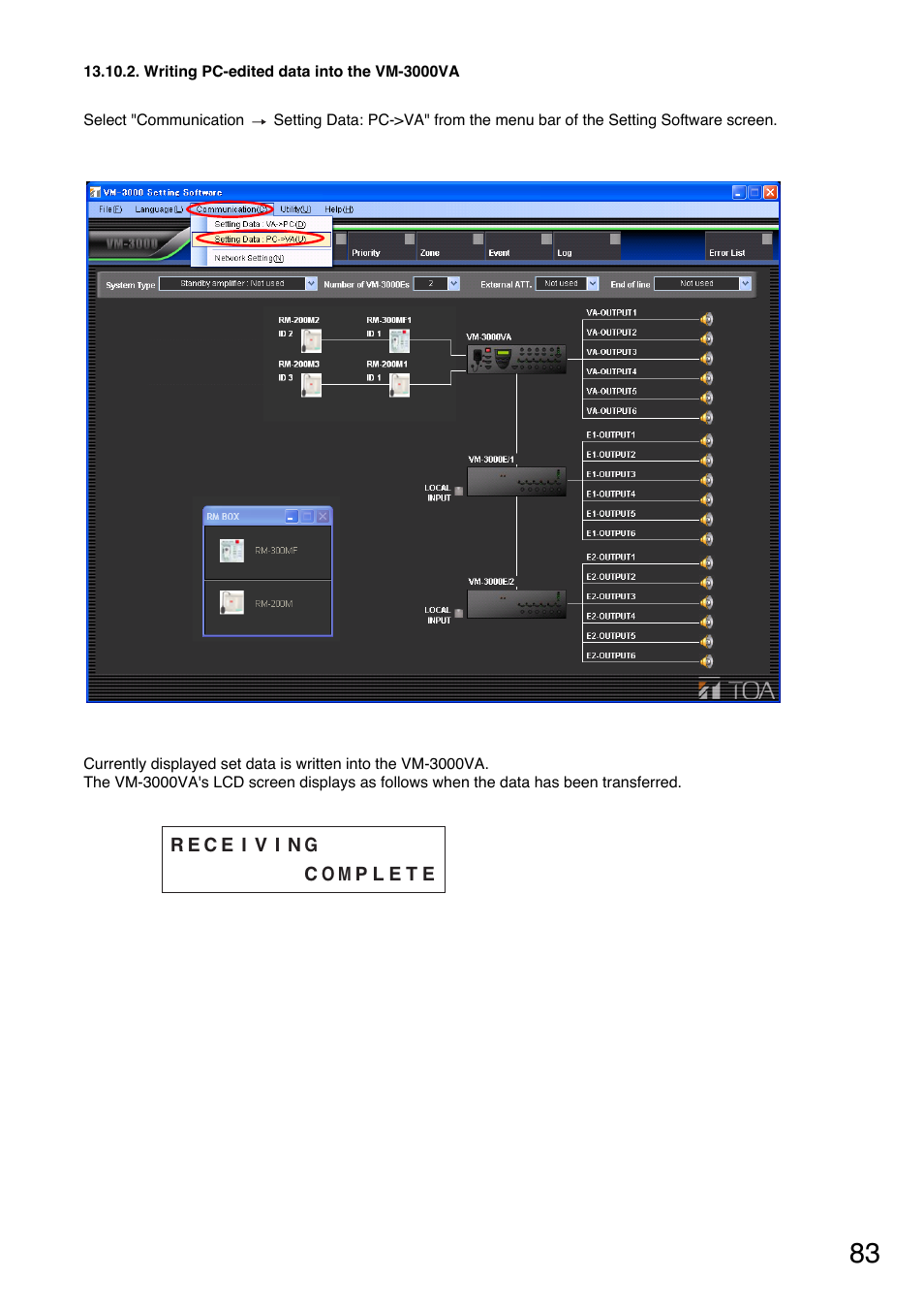 Writing pc-edited data into the vm-3000va | Toa VM-3000 Series User Manual | Page 83 / 90