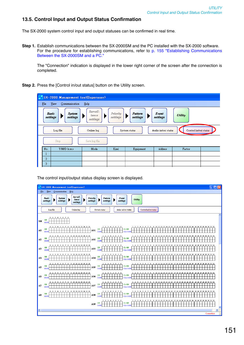Control input and output status confirmation, P. 151), Refer to | P. 151 | Toa SX-2000 Series User Manual | Page 151 / 180