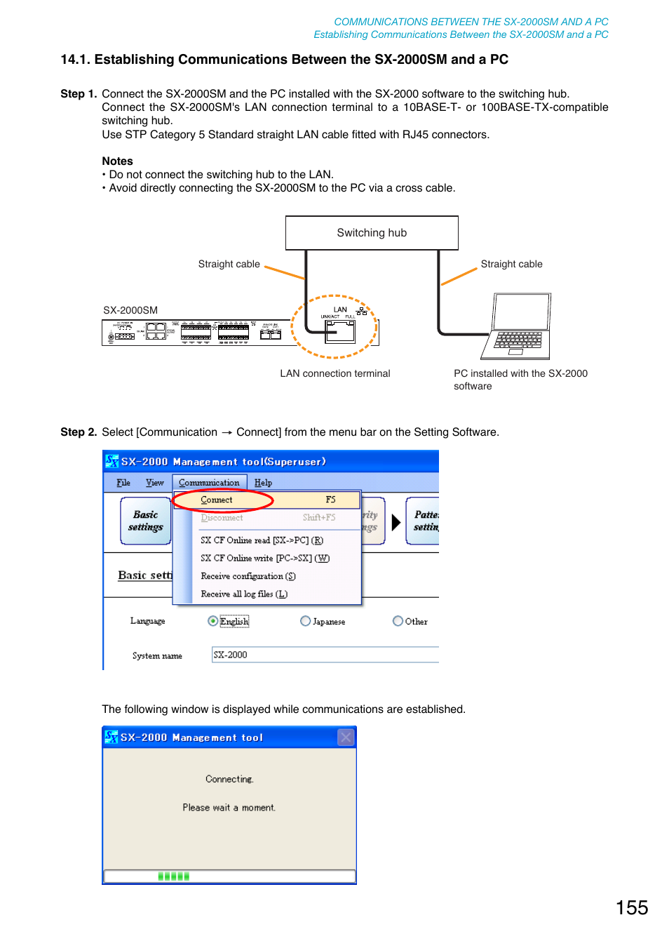 Refer to, P. 155 "establishing communications between the sx, 2000sm and a pc | P. 155) | Toa SX-2000 Series User Manual | Page 155 / 180