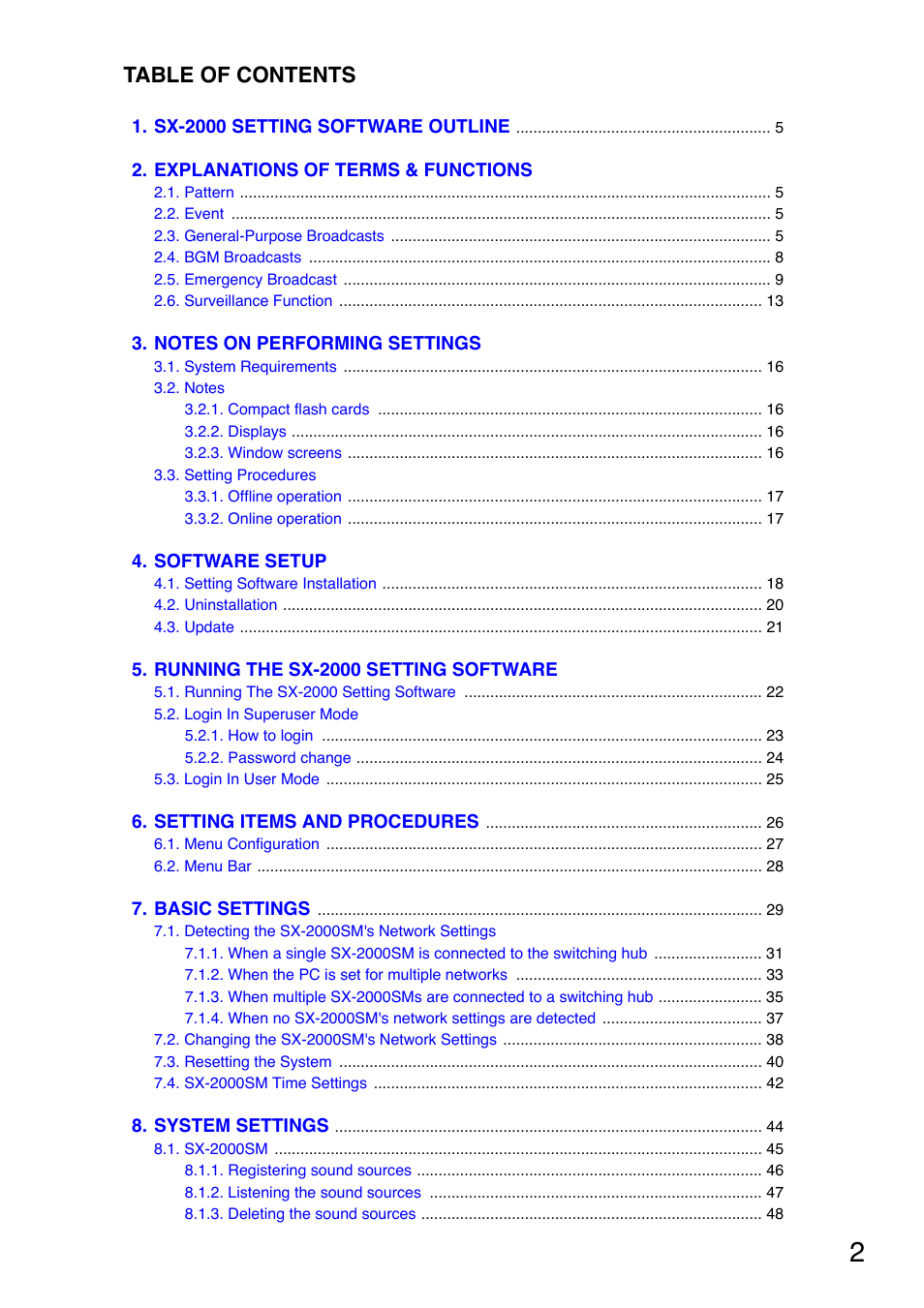 Toa SX-2000 Series User Manual | Page 2 / 180