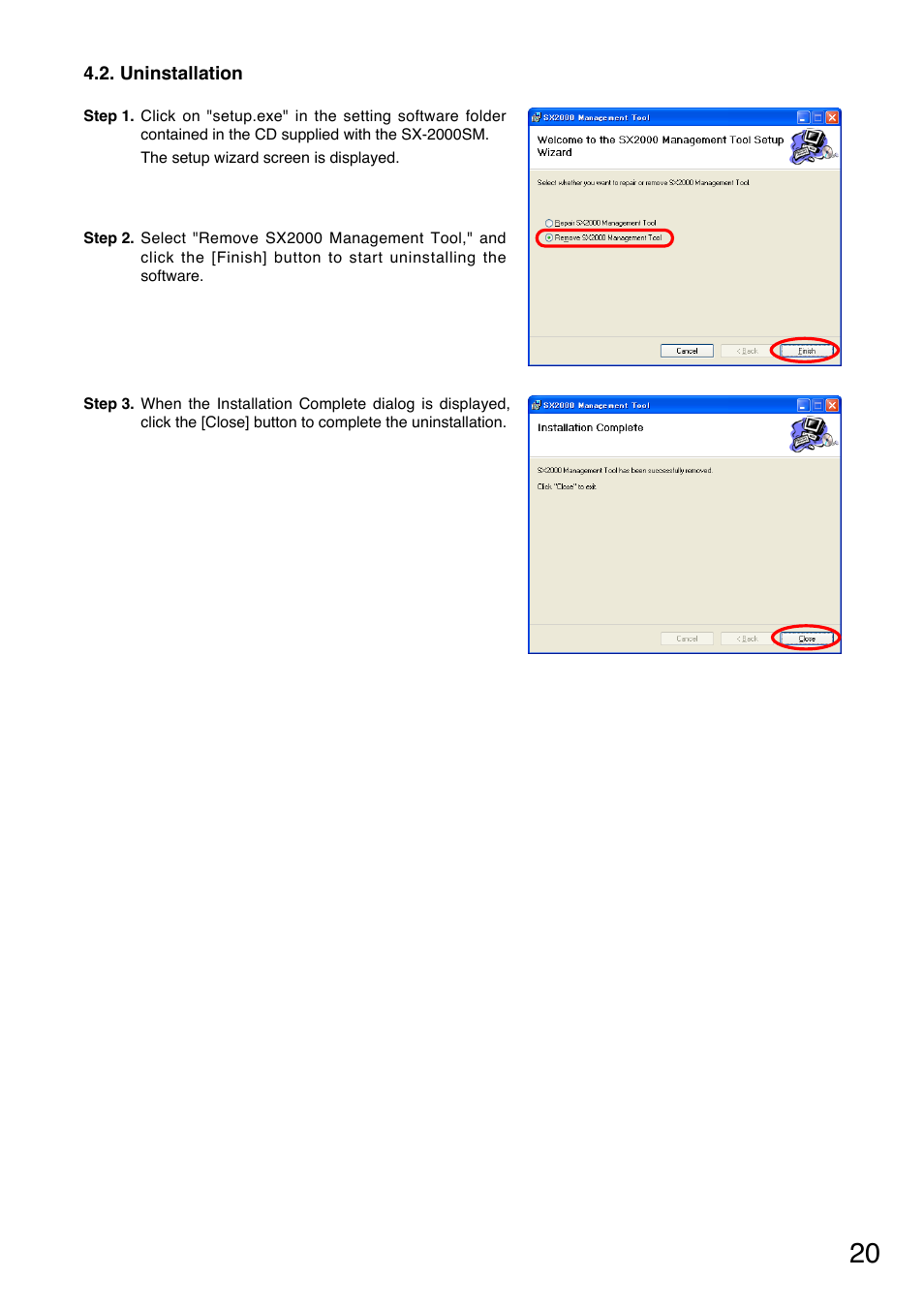 Uninstallation | Toa SX-2000 Series User Manual | Page 20 / 180