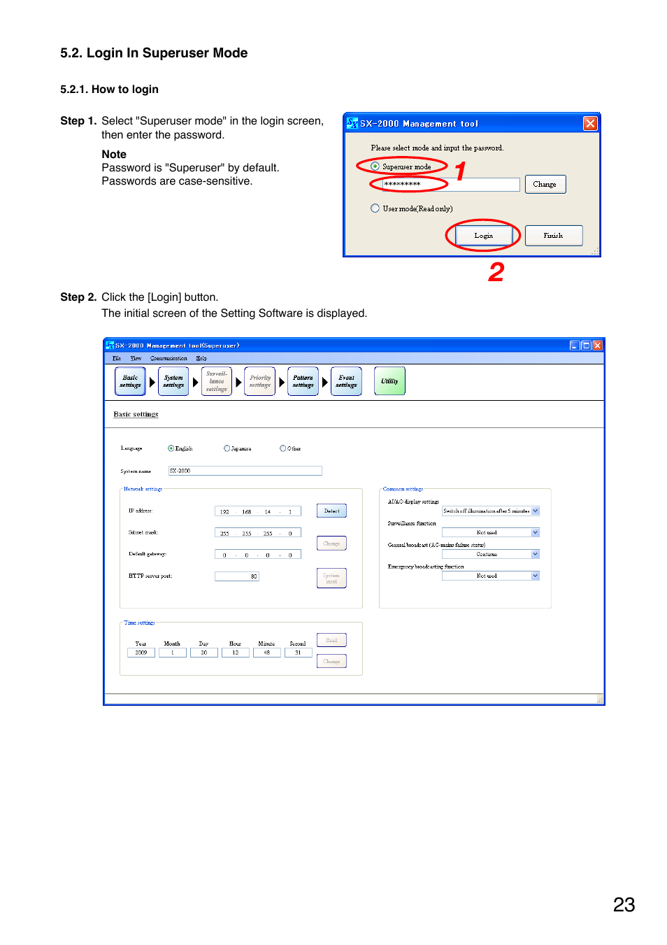 Login in superuser mode, How to login | Toa SX-2000 Series User Manual | Page 23 / 180