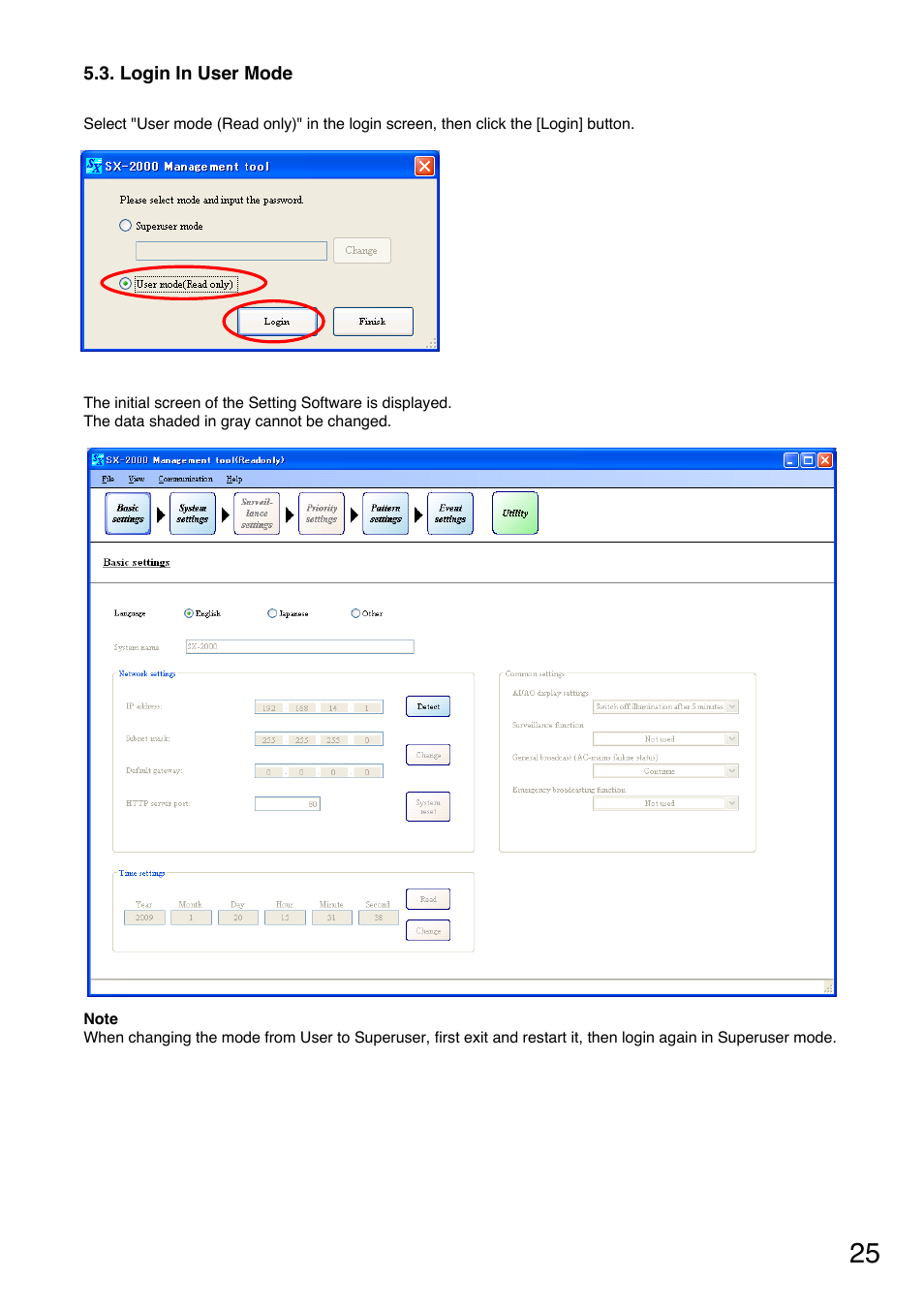 Login in user mode | Toa SX-2000 Series User Manual | Page 25 / 180