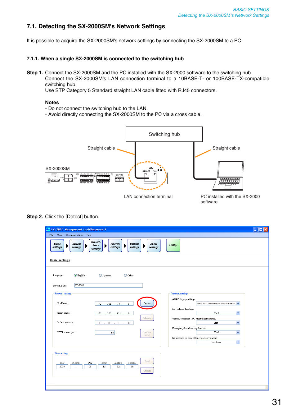 Detecting the sx-2000sm's network settings, P. 31 