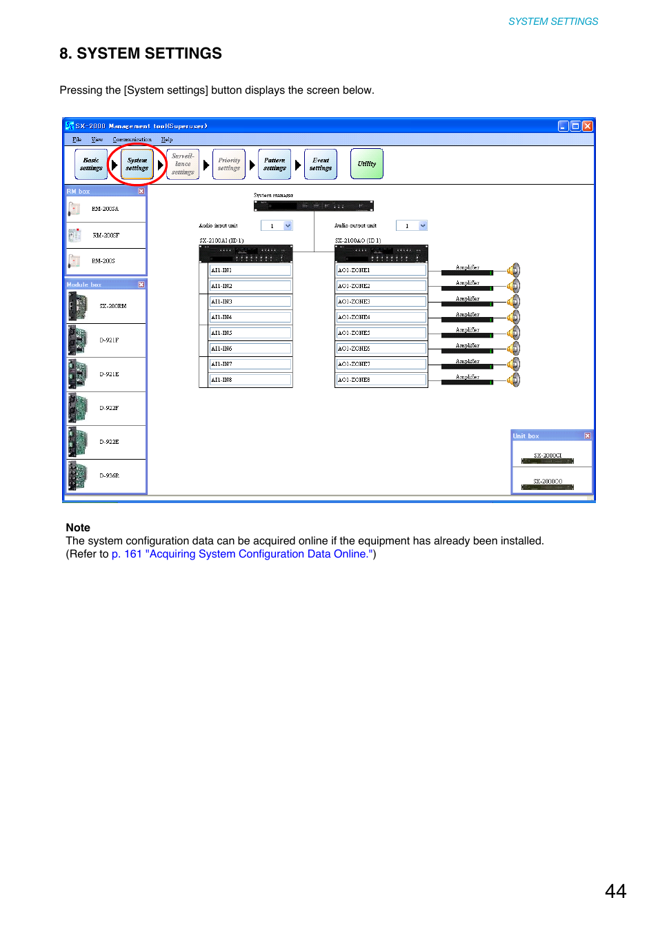 System settings, P. 44) | Toa SX-2000 Series User Manual | Page 44 / 180