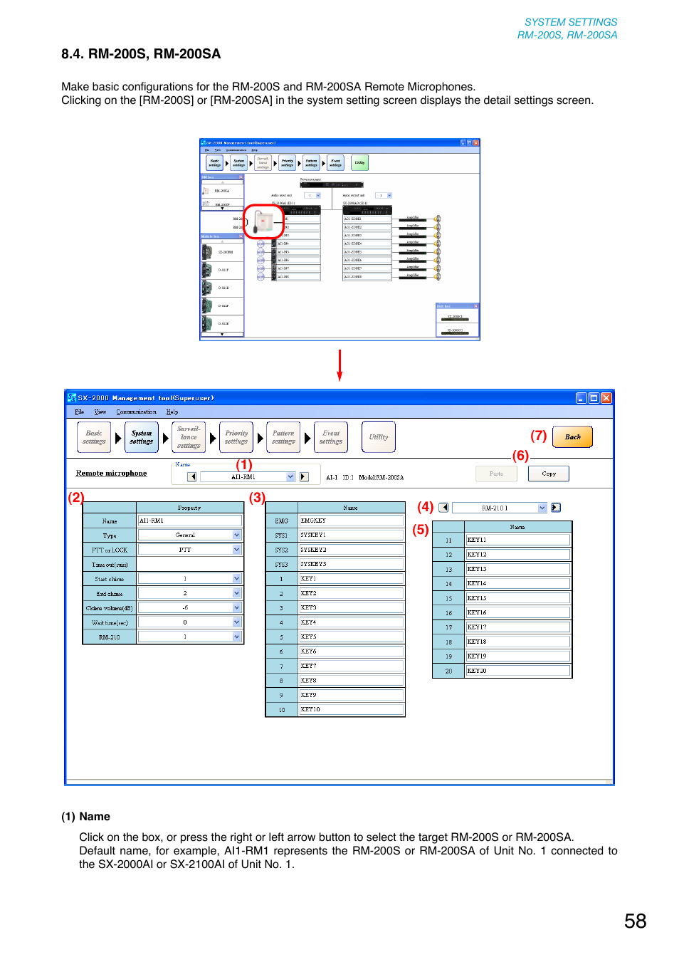 Rm-200s, rm-200sa, P. 58) | Toa SX-2000 Series User Manual | Page 58 / 180