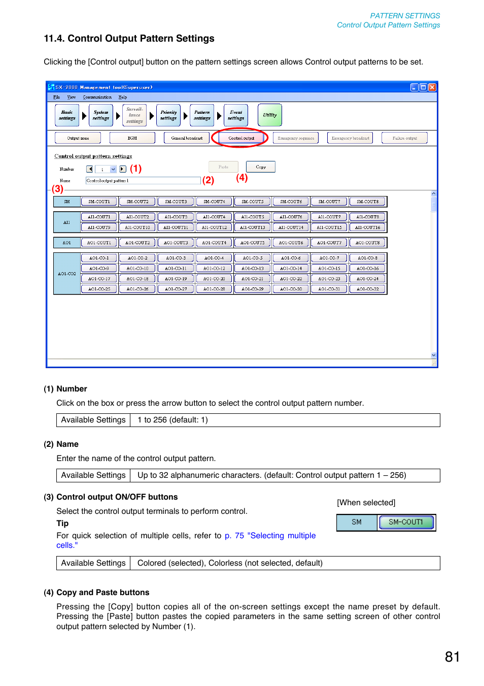 Control output pattern settings, P. 81) | Toa SX-2000 Series User Manual | Page 81 / 180