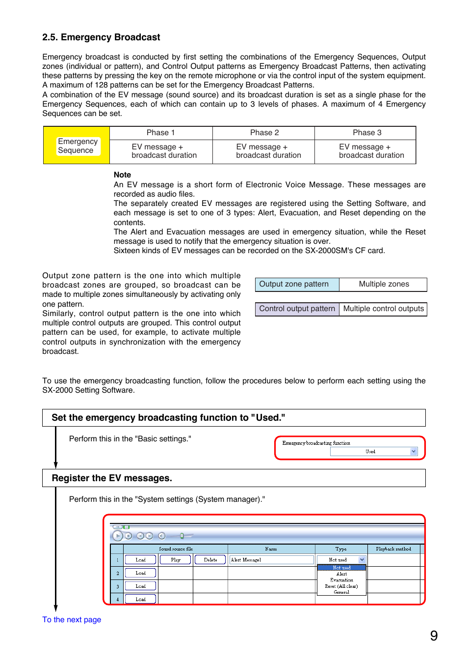 Emergency broadcast | Toa SX-2000 Series User Manual | Page 9 / 180