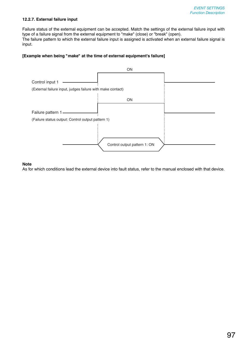 External failure input, This function is available when the, External failure input" (p. 97) | P. 97, Accepts an external failure state. (refer to | Toa SX-2000 Series User Manual | Page 97 / 180