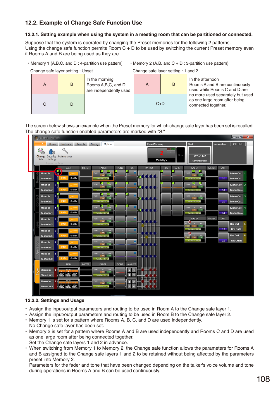 Example of change safe function use | Toa M-864D Ver.2.2.0 User Manual | Page 108 / 131