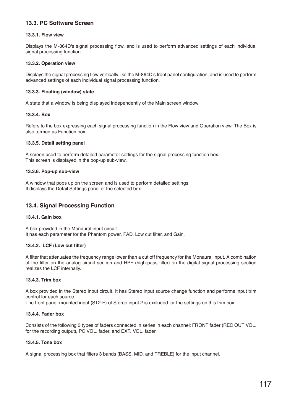 Pc software screen, Signal processing function | Toa M-864D Ver.2.2.0 User Manual | Page 117 / 131