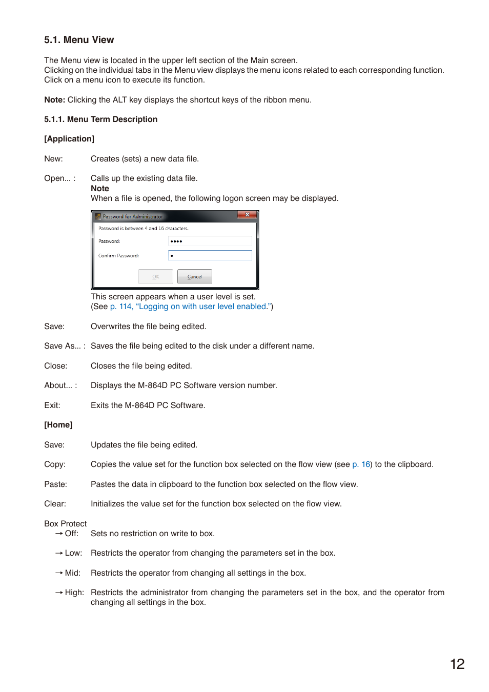 Menu view | Toa M-864D Ver.2.2.0 User Manual | Page 12 / 131