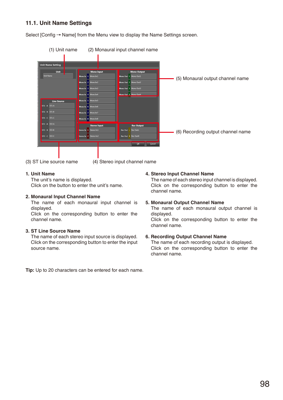 Unit name settings, P. 98 | Toa M-864D Ver.2.2.0 User Manual | Page 98 / 131