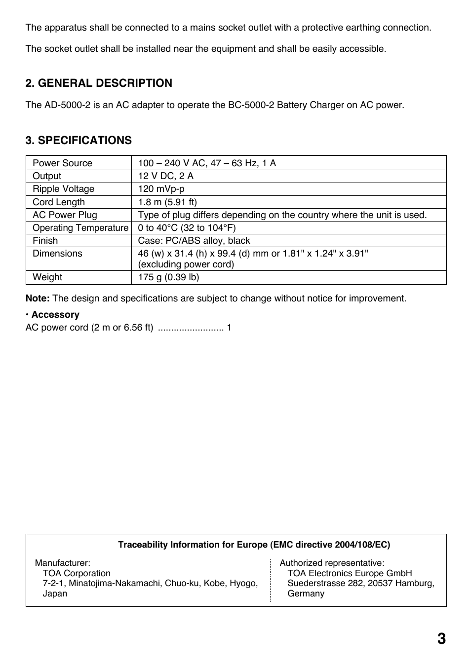 Toa AD-5000-2 User Manual | Page 3 / 16