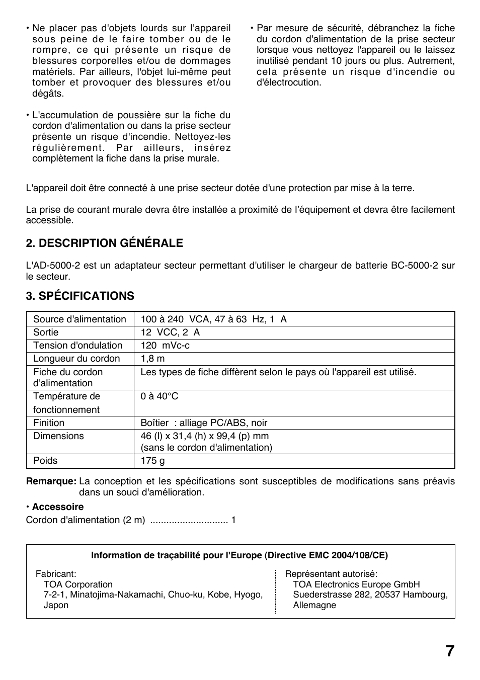 Toa AD-5000-2 User Manual | Page 7 / 16