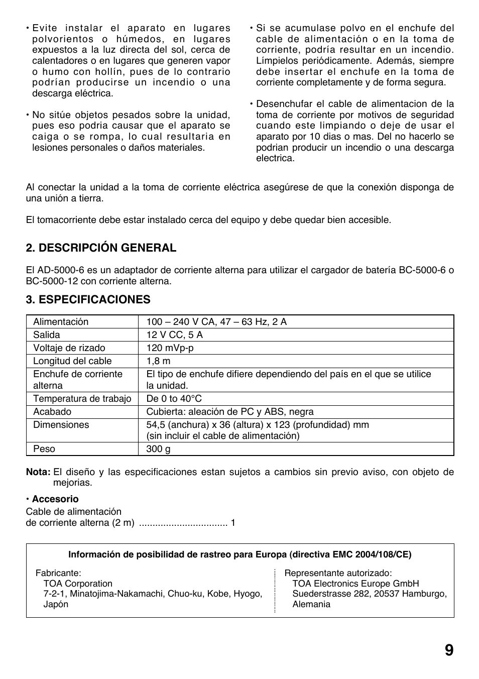 Toa AD-5000-6 User Manual | Page 9 / 16