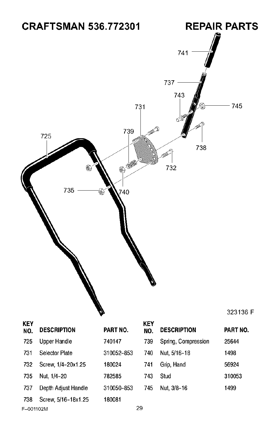 Repair parts | Craftsman 536.772301 User Manual | Page 29 / 60