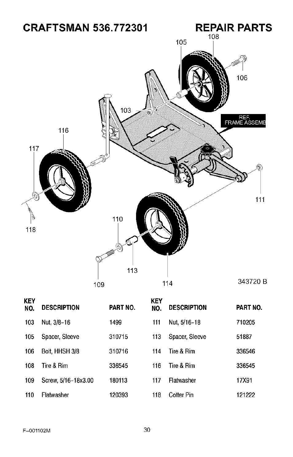 Repair parts | Craftsman 536.772301 User Manual | Page 30 / 60