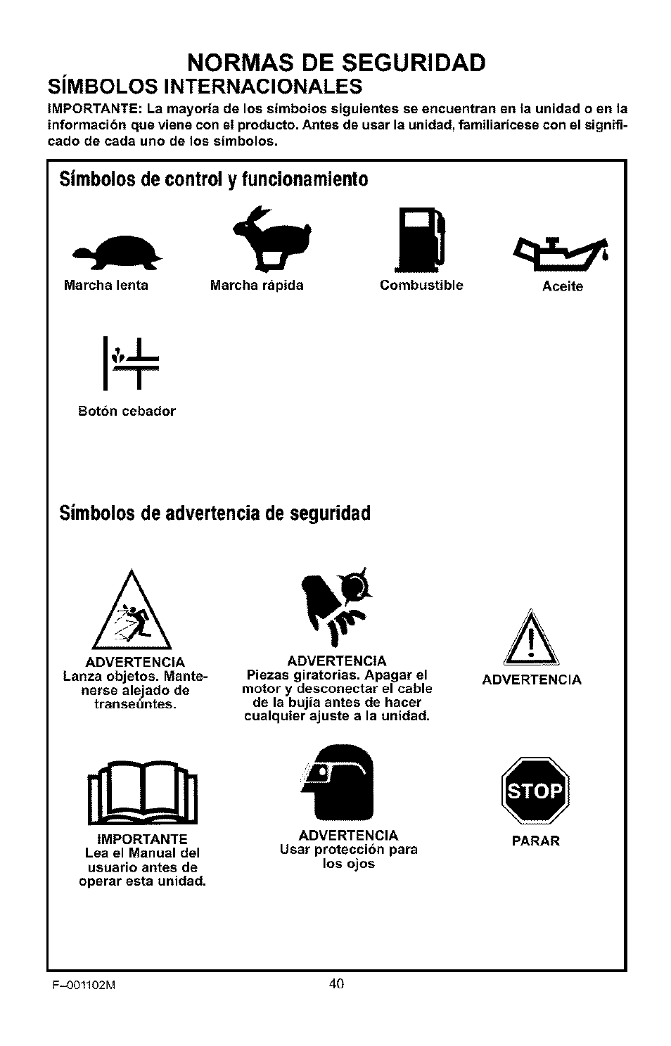 Normas de seguridad | Craftsman 536.772301 User Manual | Page 40 / 60