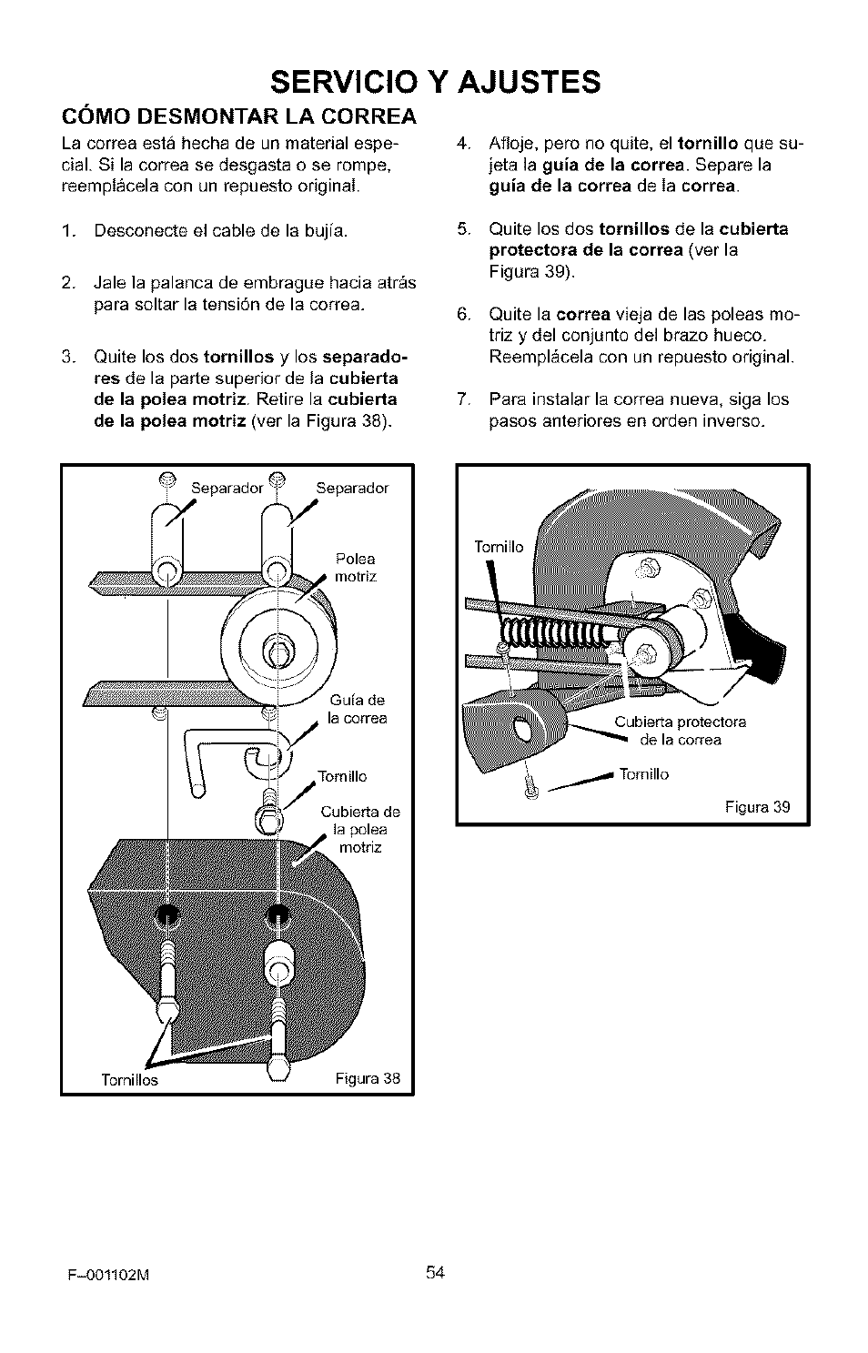 Servicio y ajustes | Craftsman 536.772301 User Manual | Page 54 / 60
