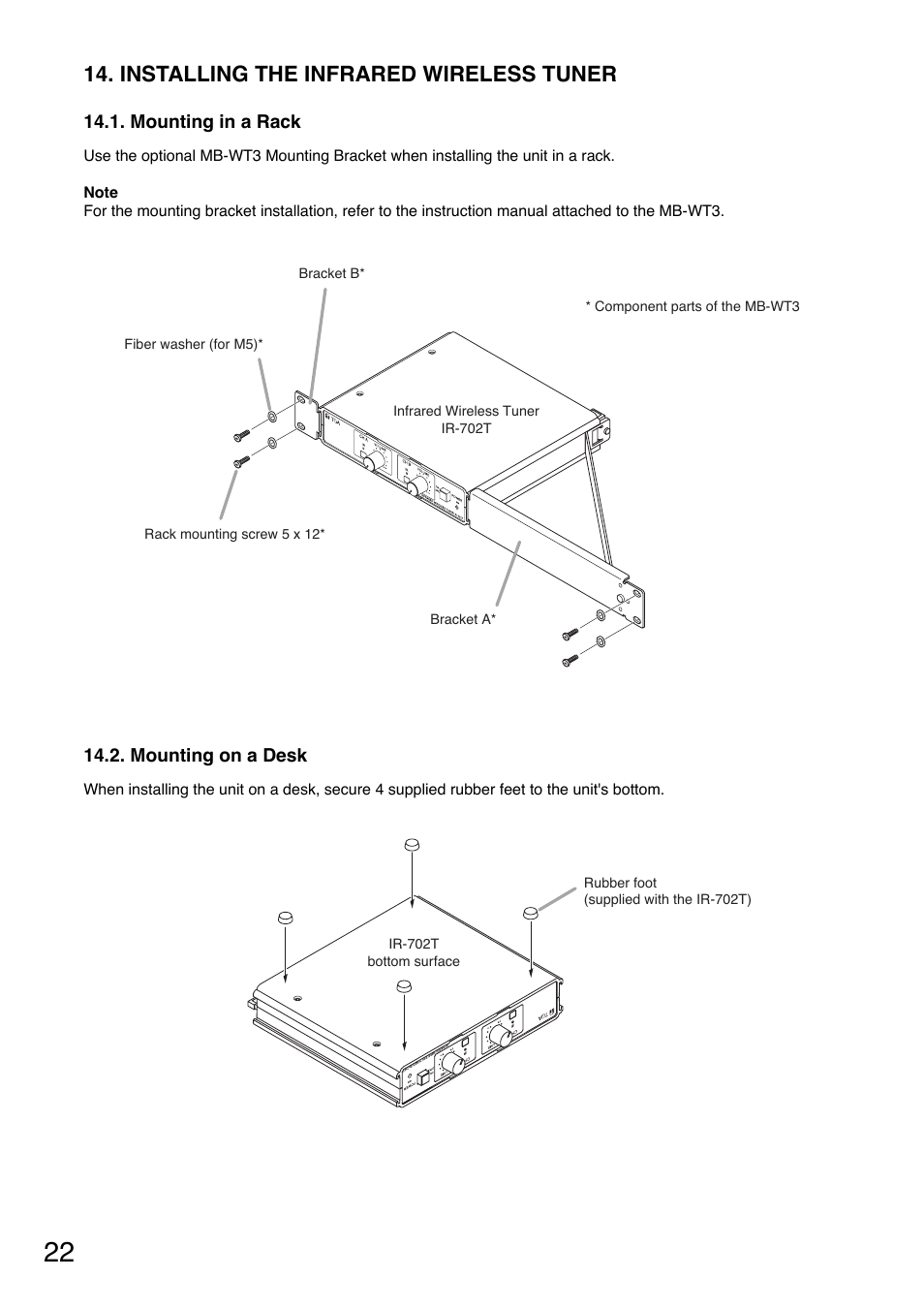 Installing the infrared wireless tuner | Toa IR-702T User Manual | Page 22 / 56