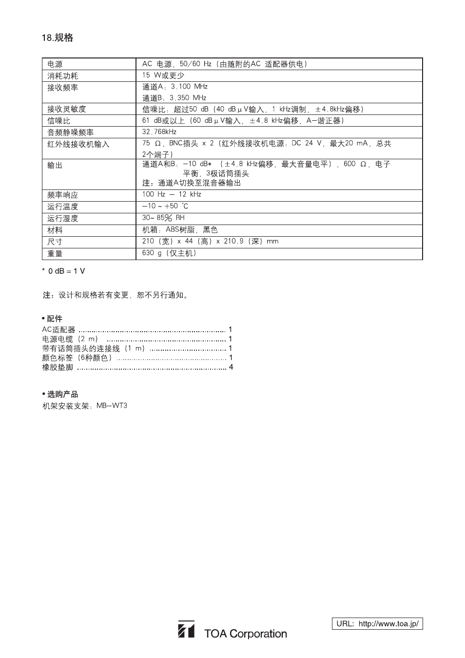 Toa IR-702T User Manual | Page 56 / 56