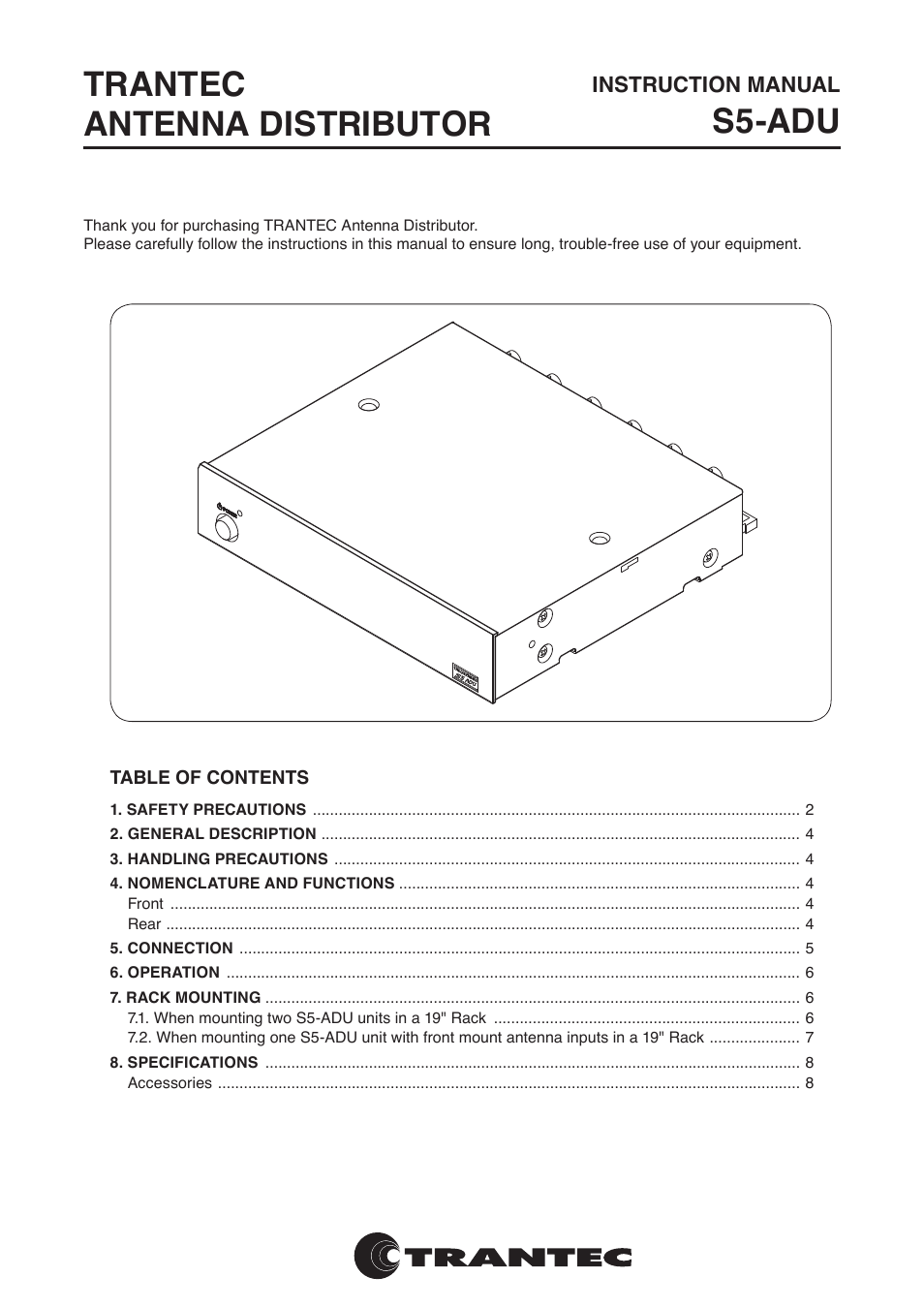 Toa S5-ADU User Manual | 8 pages