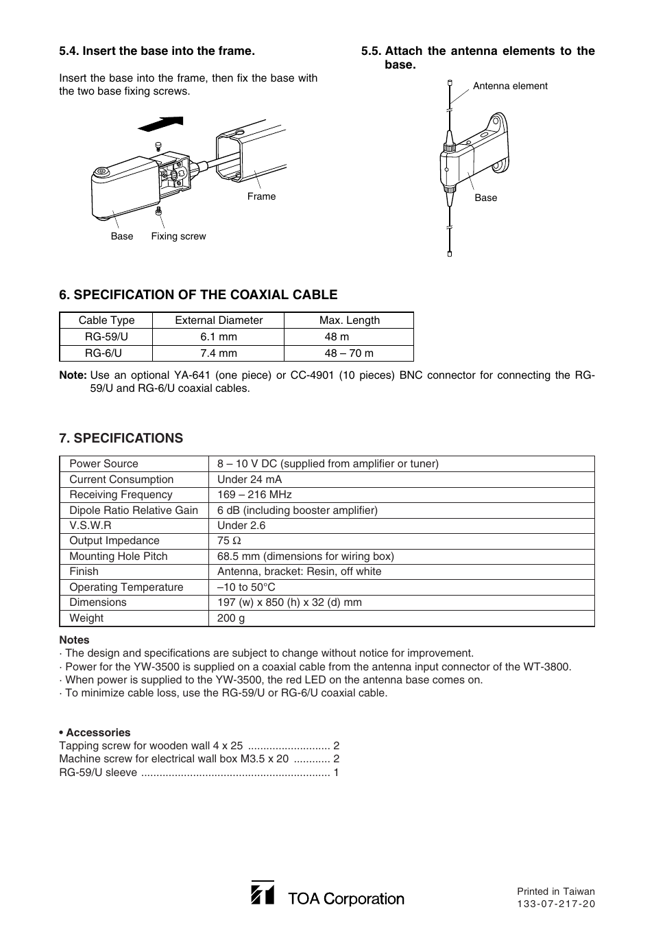 Toa YW-3500 User Manual | Page 4 / 4