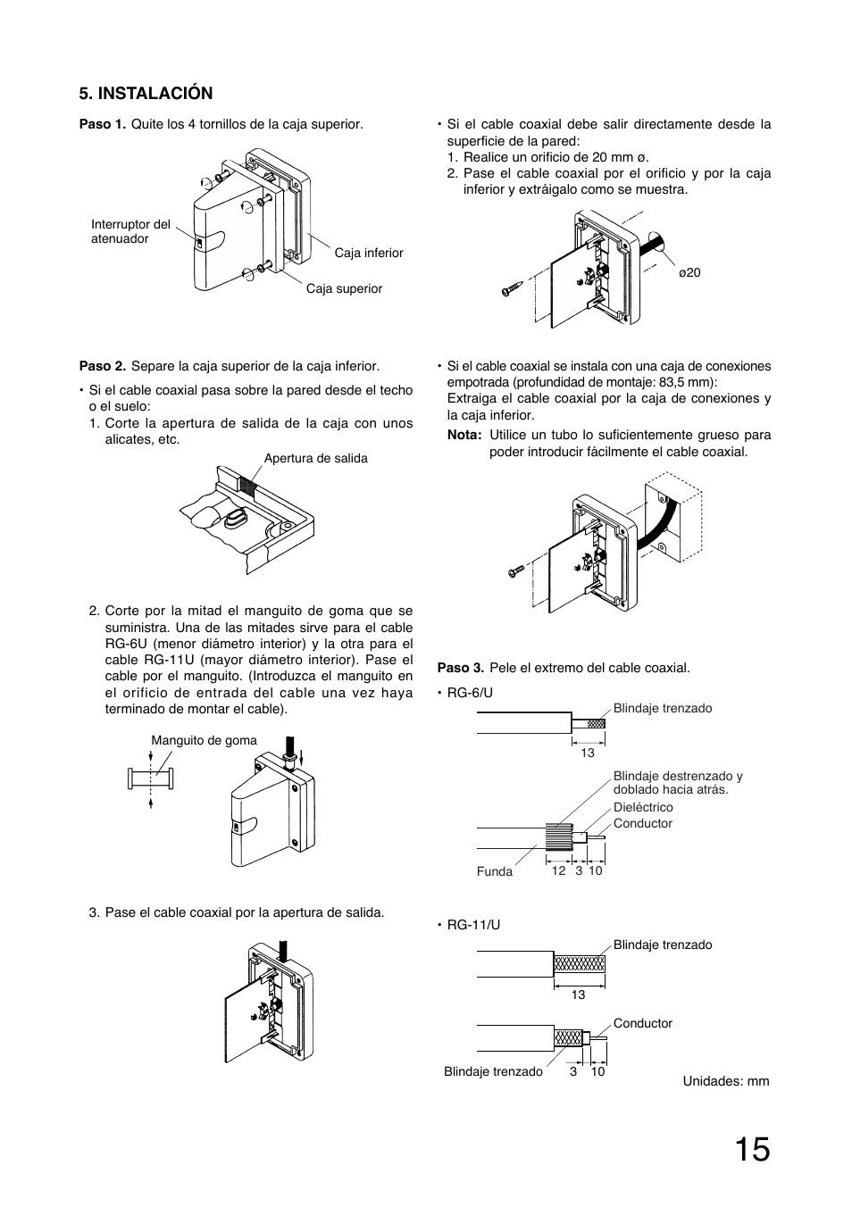 Instalación | Toa YW-4500 User Manual | Page 15 / 20