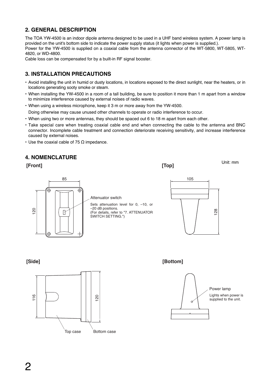 Toa YW-4500 User Manual | Page 2 / 20