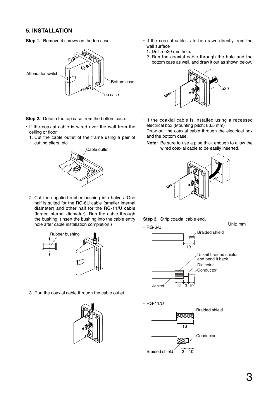 Installation | Toa YW-4500 User Manual | Page 3 / 20