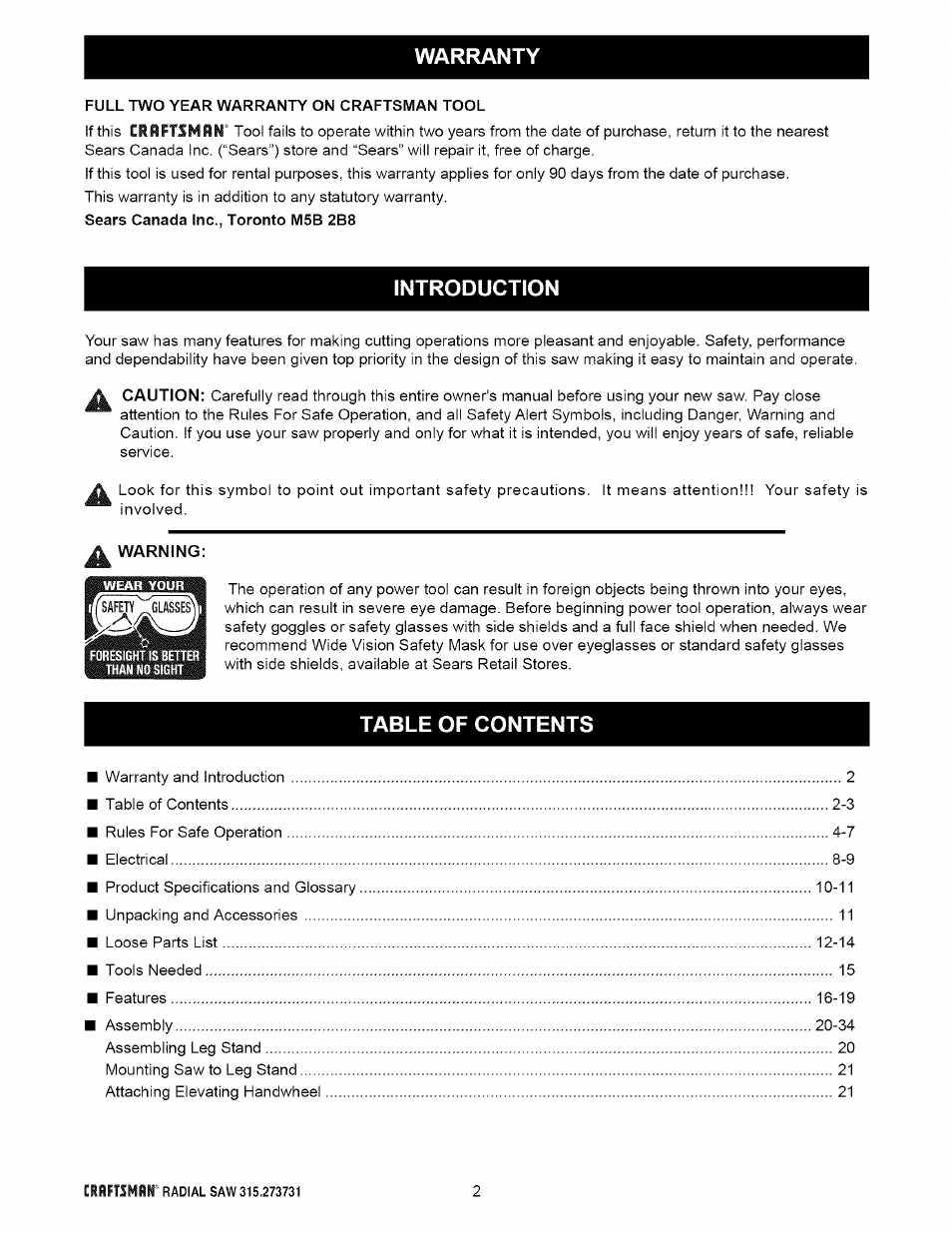 Craftsman 315.273731 User Manual | Page 2 / 80