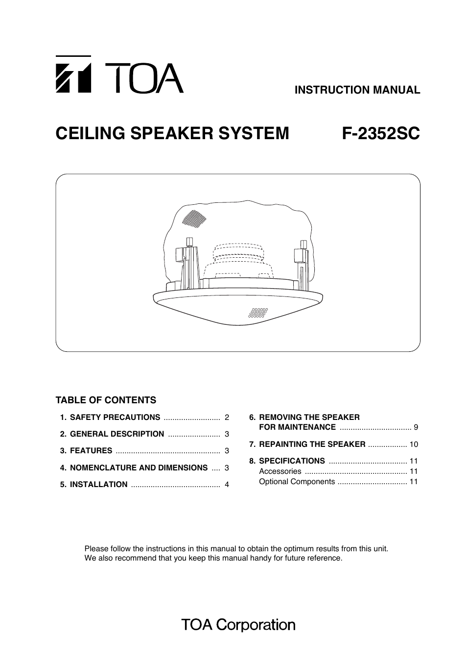 Toa F-2352SC User Manual | 12 pages