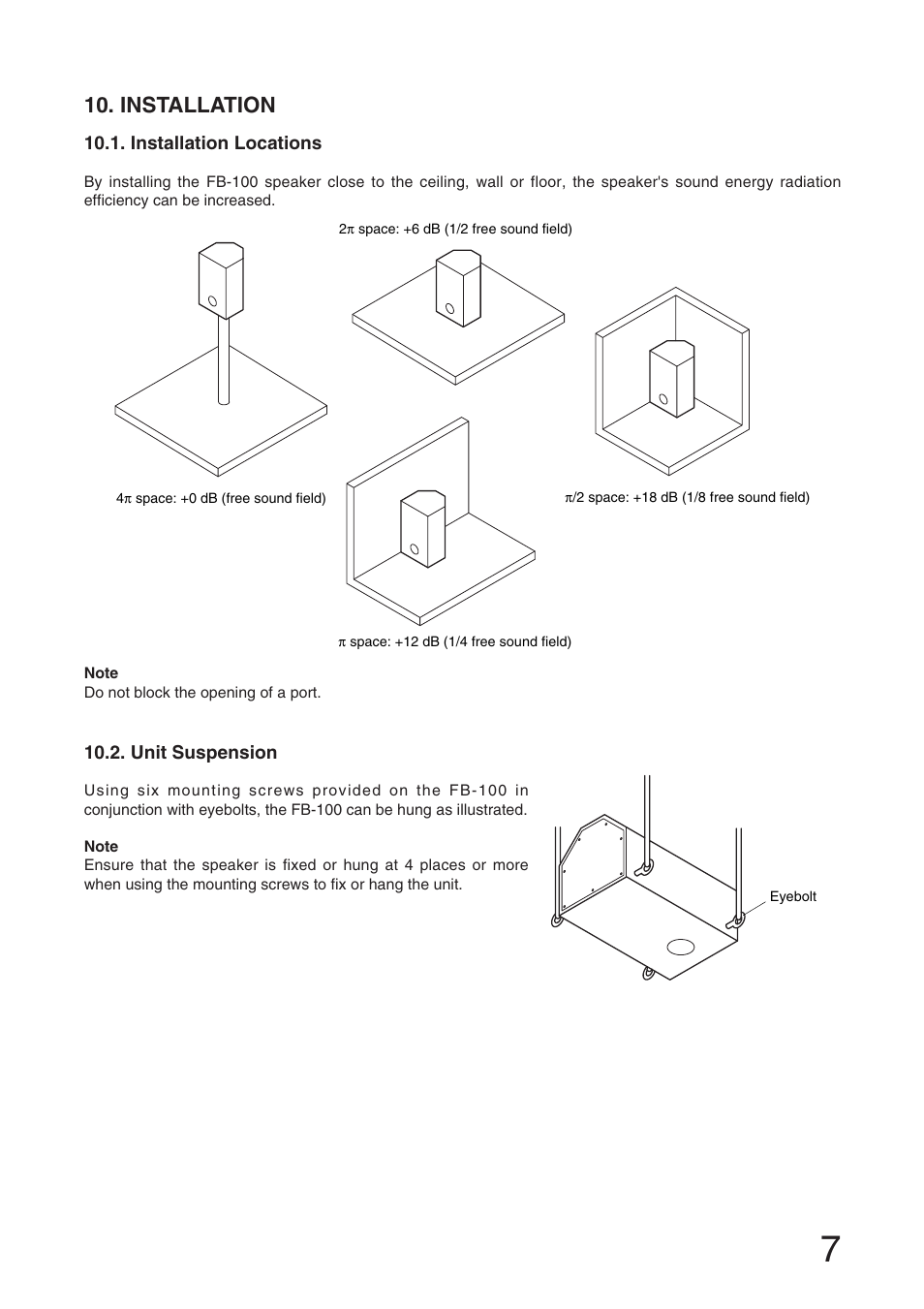 Installation | Toa FB-100 User Manual | Page 7 / 8