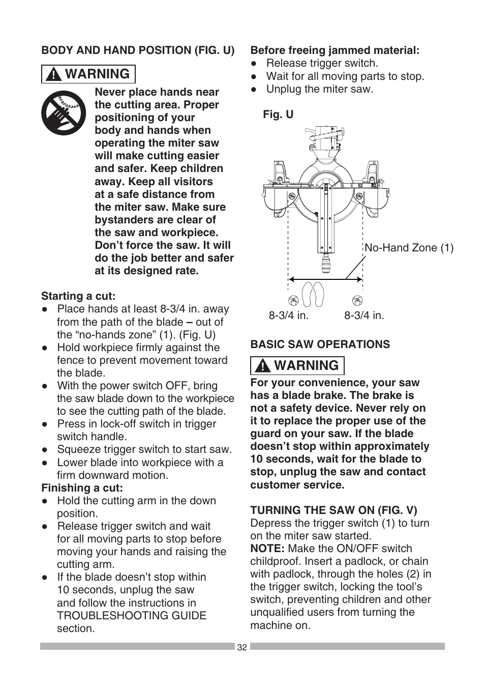 Warning | Craftsman 137.21239 User Manual | Page 32 / 50