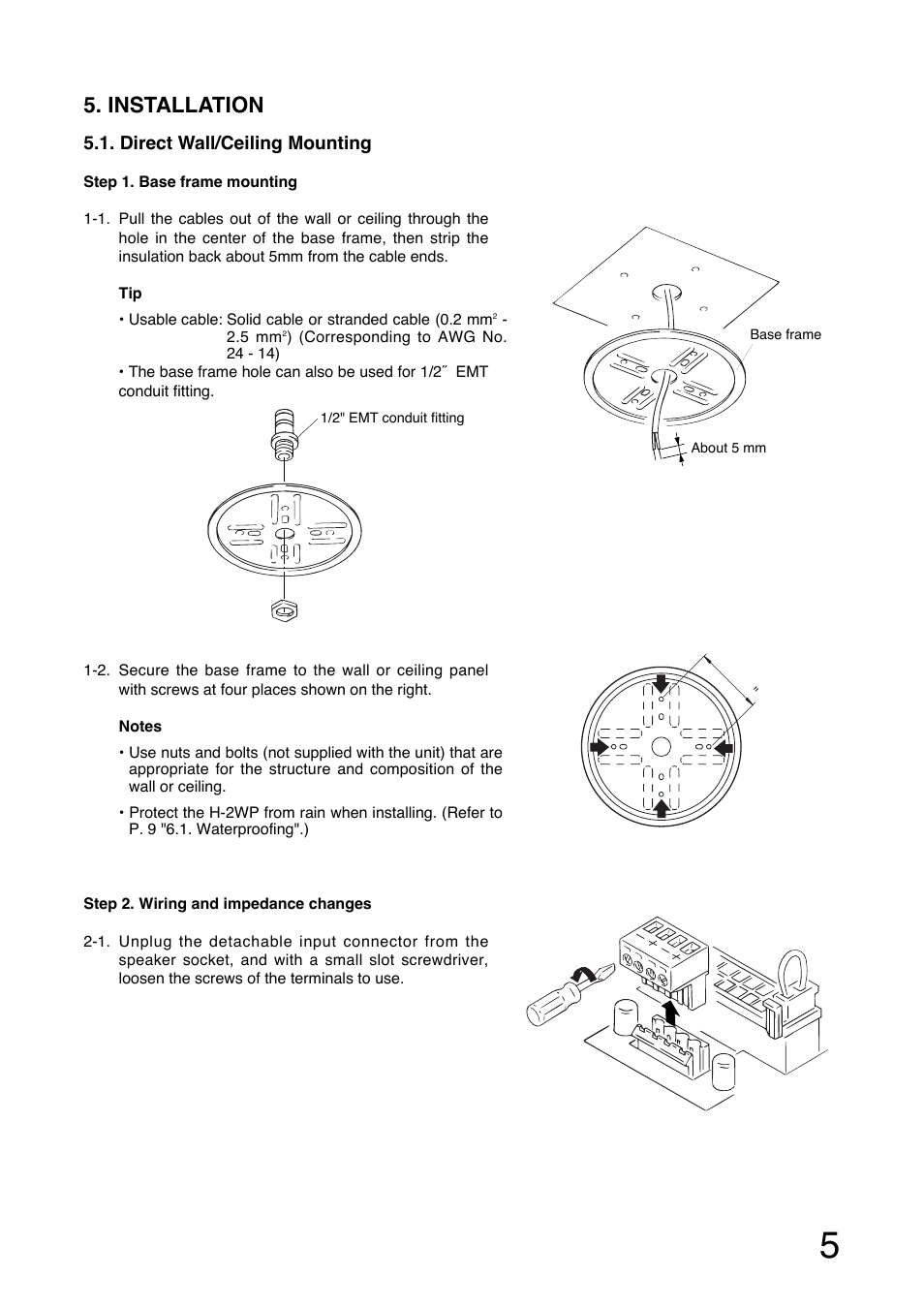 Installation | Toa H-2WP User Manual | Page 5 / 12