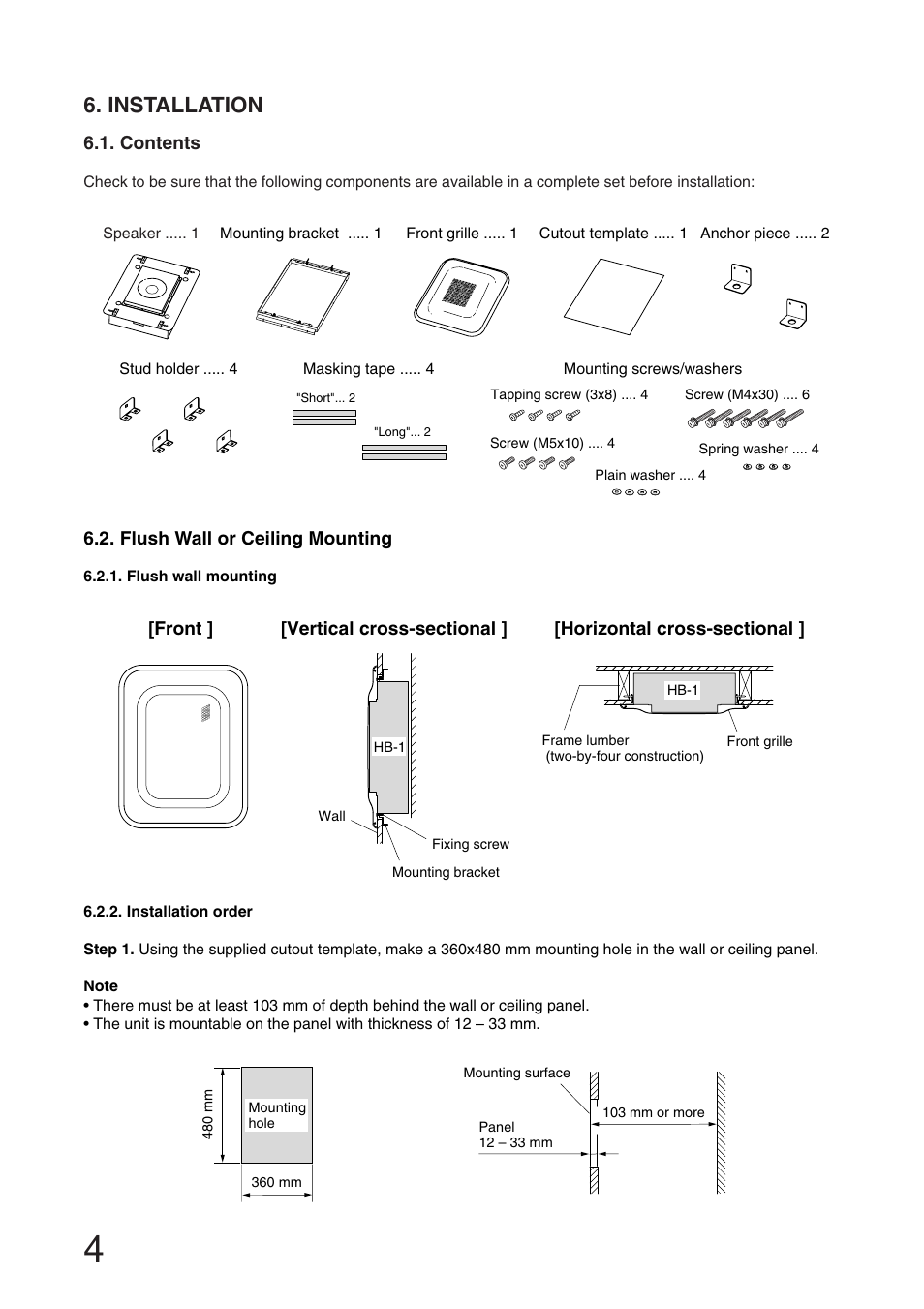 Installation | Toa HB-1 User Manual | Page 4 / 12